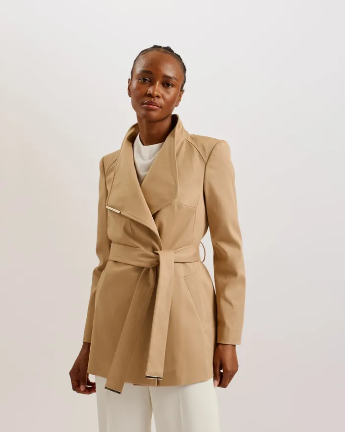 Women ROSIAAS 8211 Short Wrap Trench Coat Browntan Ted Baker Coats and Jackets