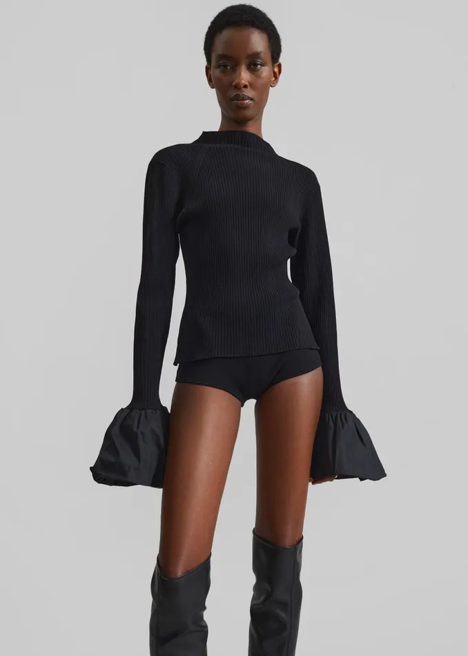 Women Rotate Knit High Neck Top 8211 Black The Frankie Shop Knitwear