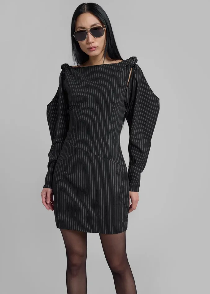 Women Rotate Stretchy Knotted Dress 8211 Black Pinstripe The Frankie Shop Dresses