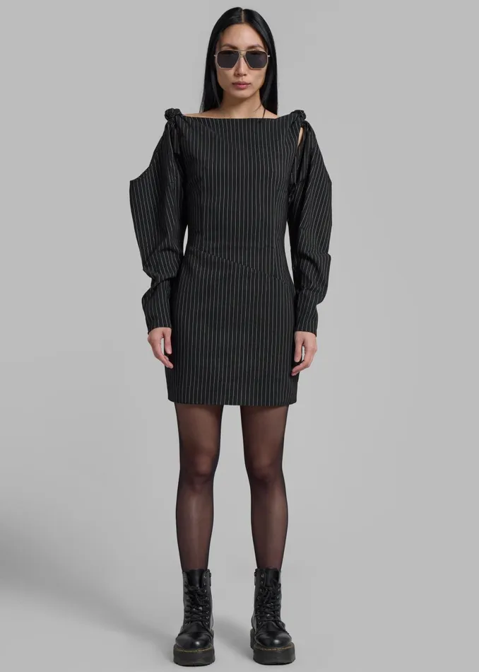 Women Rotate Stretchy Knotted Dress 8211 Black Pinstripe The Frankie Shop Dresses