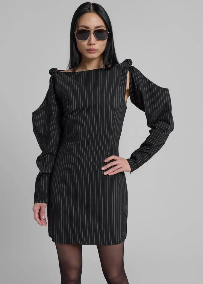 Women Rotate Stretchy Knotted Dress 8211 Black Pinstripe The Frankie Shop Dresses