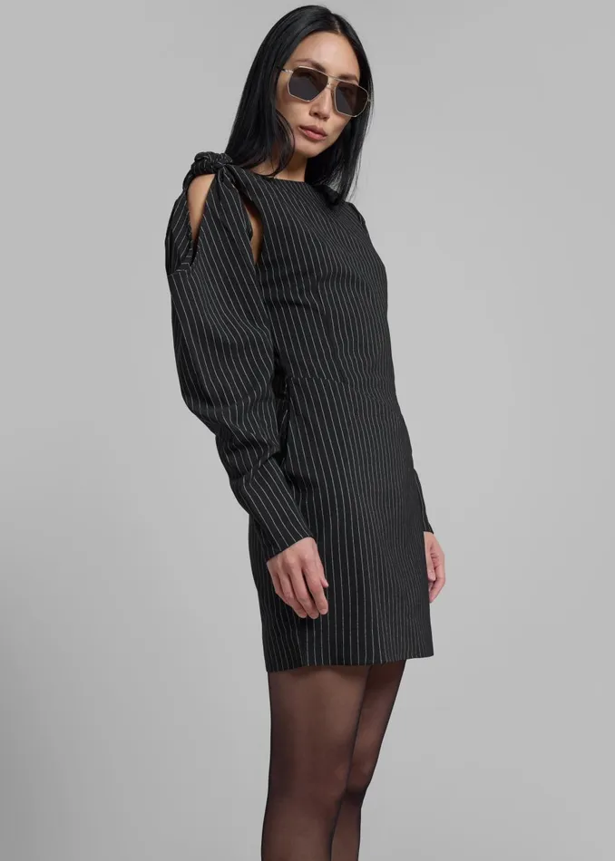 Women Rotate Stretchy Knotted Dress 8211 Black Pinstripe The Frankie Shop Dresses