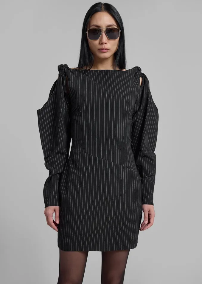 Women Rotate Stretchy Knotted Dress 8211 Black Pinstripe The Frankie Shop Dresses