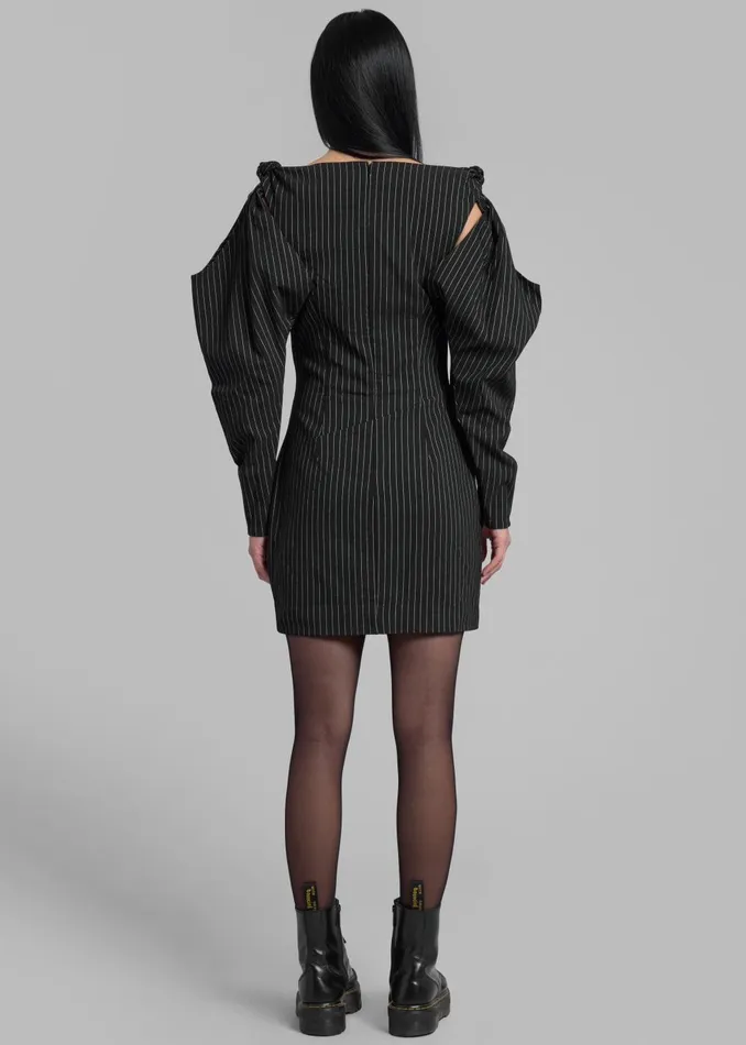 Women Rotate Stretchy Knotted Dress 8211 Black Pinstripe The Frankie Shop Dresses