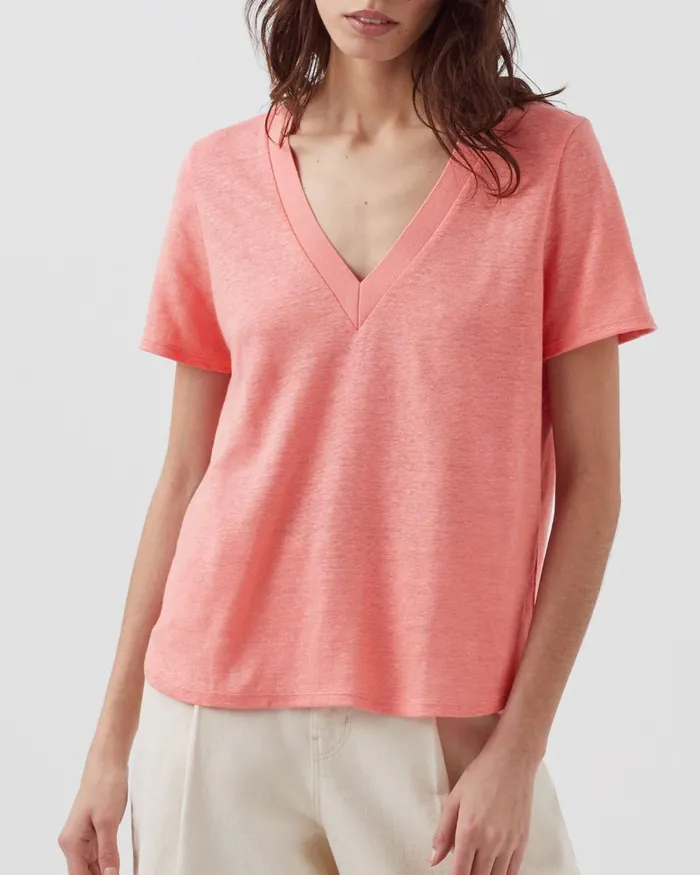 Women Sarah 8211 Linen VNeck TShirt Silver Pink Comptoir Des Cotonniers TShirts Women Sarah 8211 Linen VNeck TShirt Silver Pink Comptoir Des Cotonniers TShirts