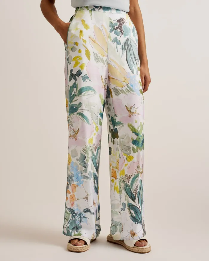 Women SARCA 8211 Floral Print Wide Leg Trousers Ivory Ted Baker Trousers and Shorts Women SARCA 8211 Floral Print Wide Leg Trousers Ivory Ted Baker Trousers and Shorts
