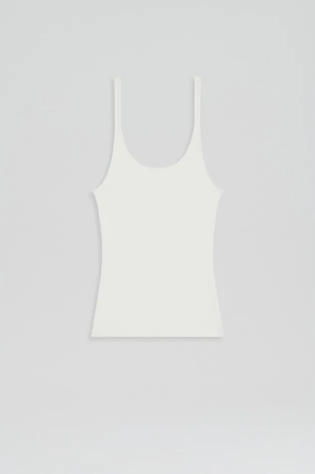 Women Scanlan Theodore CREPE KNIT RIB SINGLET CREAM Tops Women Scanlan Theodore CREPE KNIT RIB SINGLET CREAM Tops