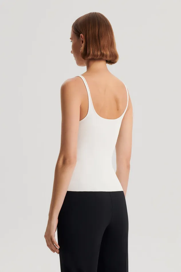 Women Scanlan Theodore CREPE KNIT RIB SINGLET CREAM Tops Women Scanlan Theodore CREPE KNIT RIB SINGLET CREAM Tops