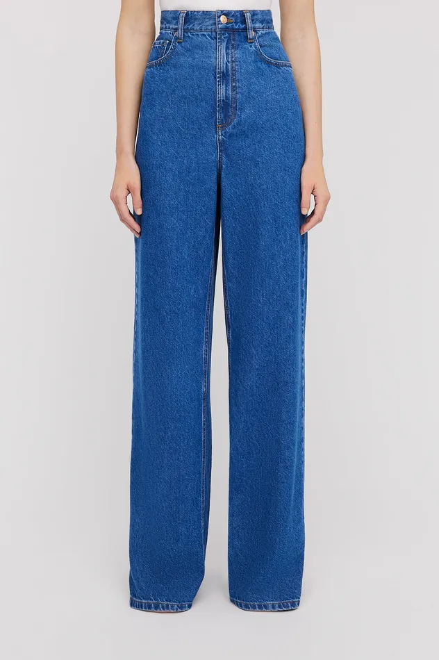 Women Scanlan Theodore DENIM DRAPE LEG JEAN BLUE1175 Denim Women Scanlan Theodore DENIM DRAPE LEG JEAN BLUE1175 Denim