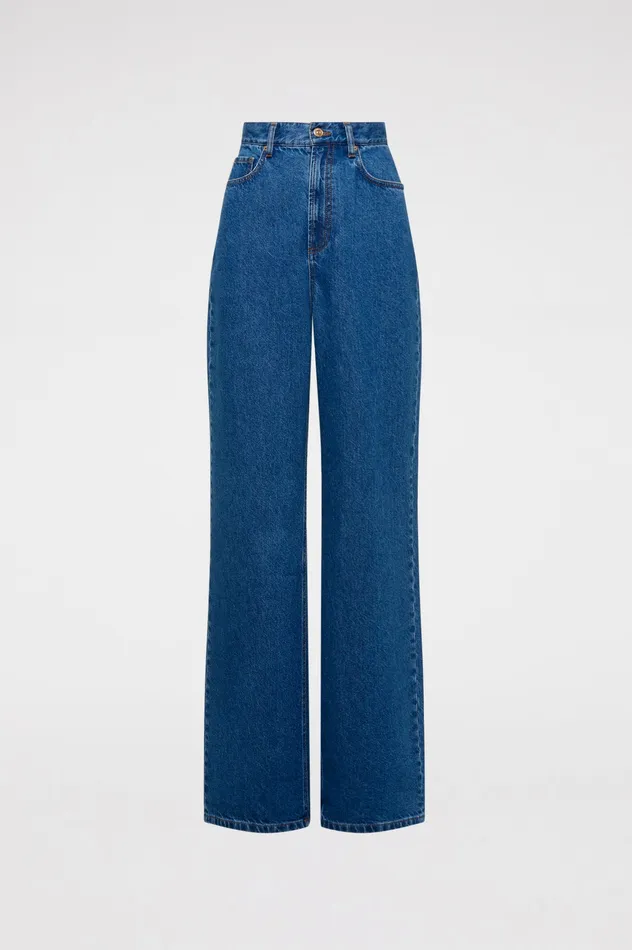 Women Scanlan Theodore DENIM DRAPE LEG JEAN BLUE1175 Denim Women Scanlan Theodore DENIM DRAPE LEG JEAN BLUE1175 Denim