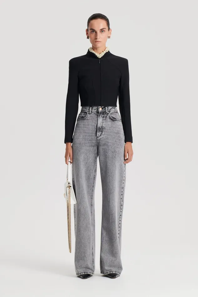 Women Scanlan Theodore DENIM DRAPE LEG JEAN CHARCOALG Trousers