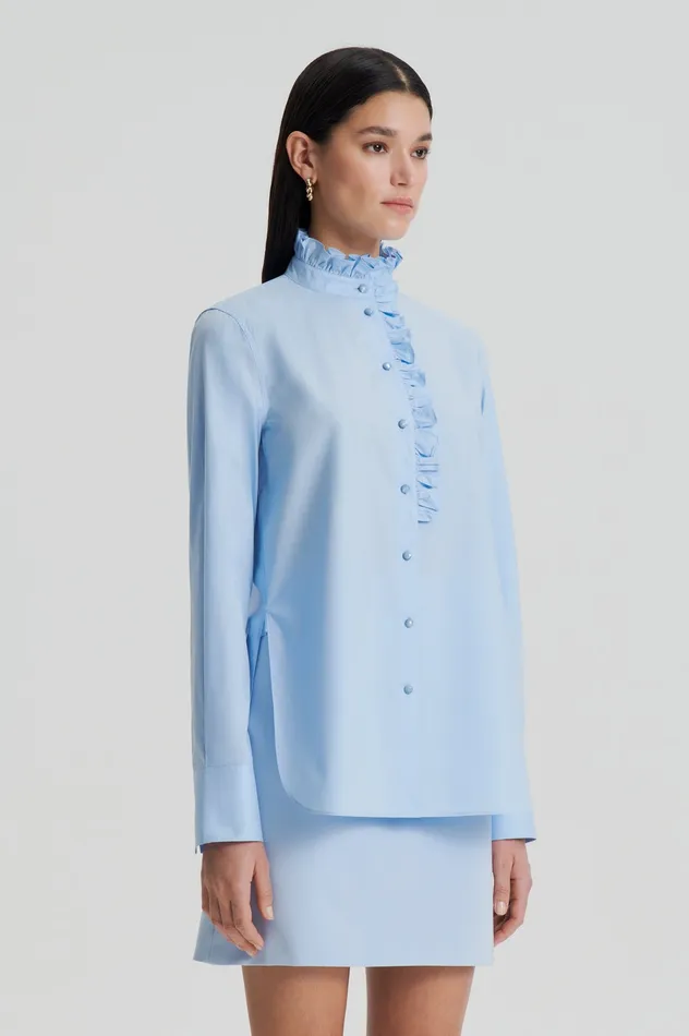 Women Scanlan Theodore PARACHUTE RUFFLE TRIM SHIRT TINTEDBLUE Shirts
