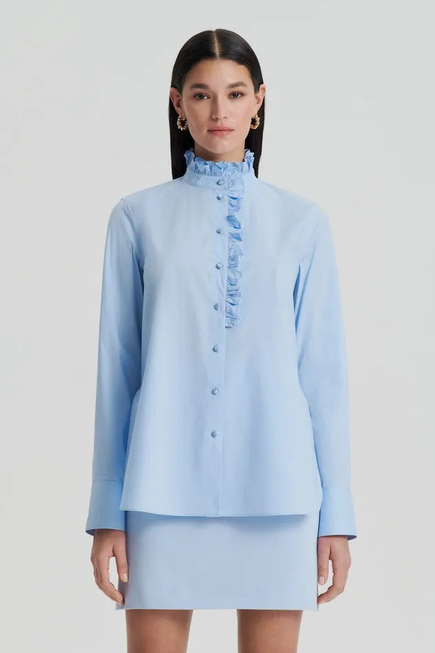 Women Scanlan Theodore PARACHUTE RUFFLE TRIM SHIRT TINTEDBLUE Shirts