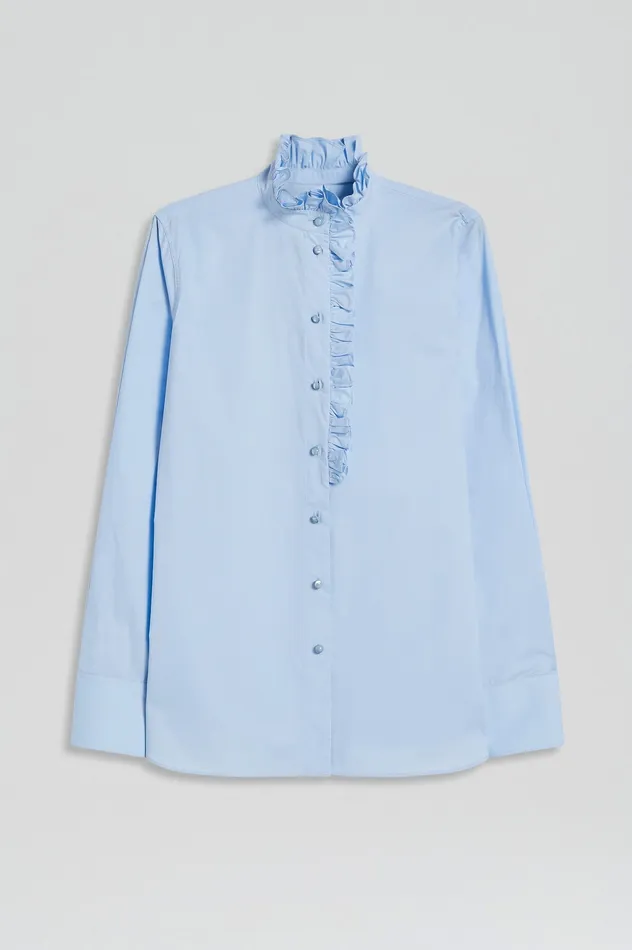 Women Scanlan Theodore PARACHUTE RUFFLE TRIM SHIRT TINTEDBLUE Shirts