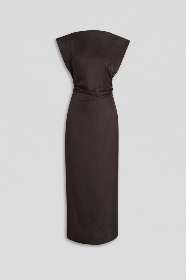 Women Scanlan Theodore SILK JACQUARD DRESS ESPRESSO Dresses