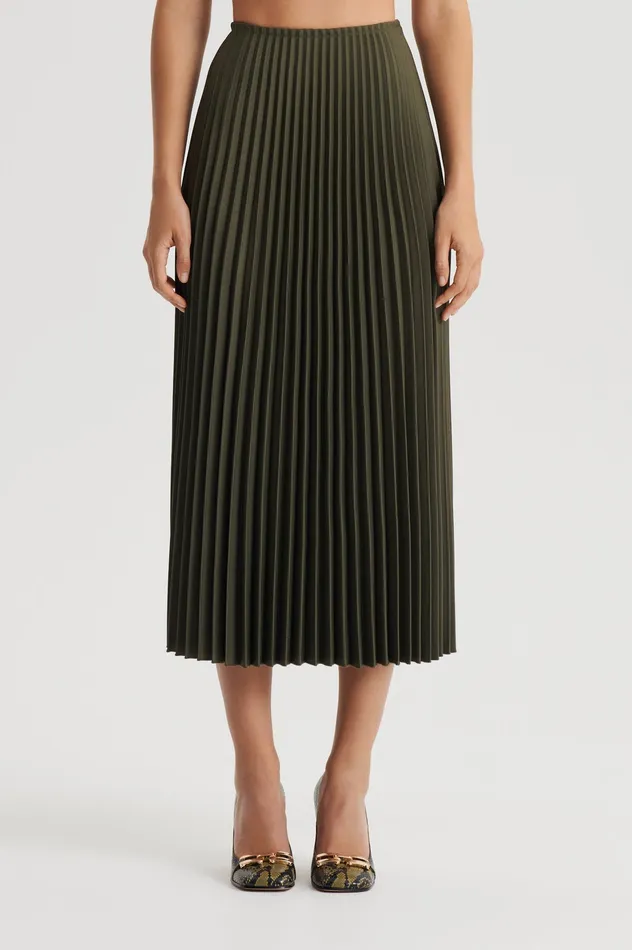 Women Scanlan Theodore TWILL PLEAT SKIRT JUNGLE Skirts Women Scanlan Theodore TWILL PLEAT SKIRT JUNGLE Skirts
