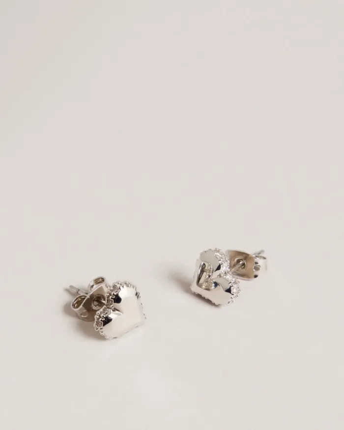 Women SERSY 8211 Sparkle Heart Stud Earrings Silver Colour Ted Baker Jewellery