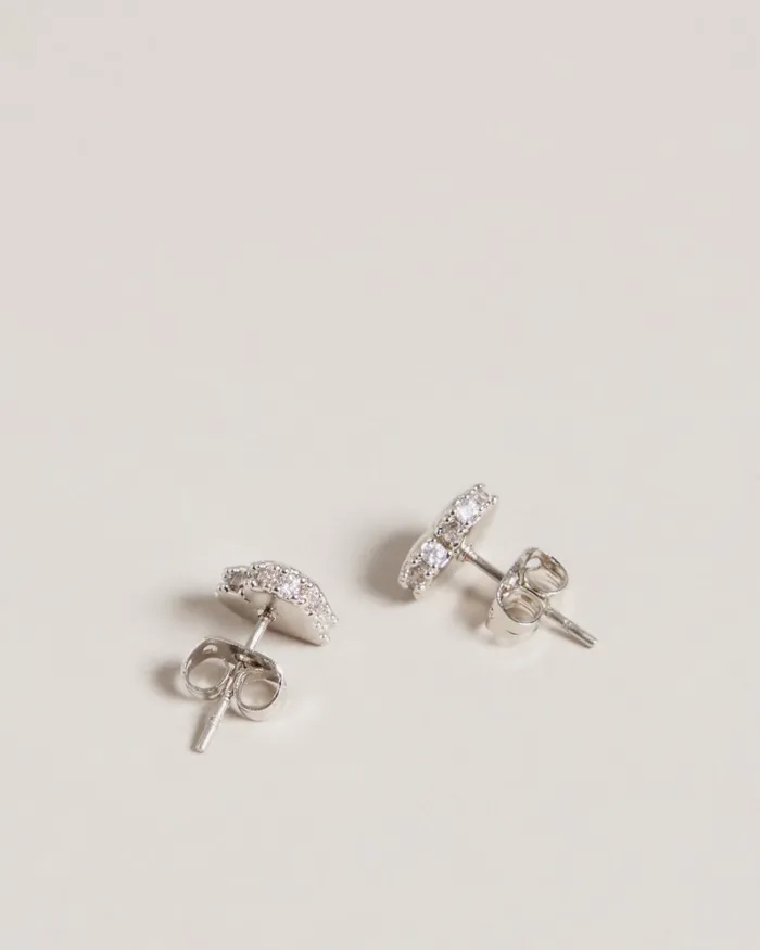 Women SERSY 8211 Sparkle Heart Stud Earrings Silver Colour Ted Baker Jewellery