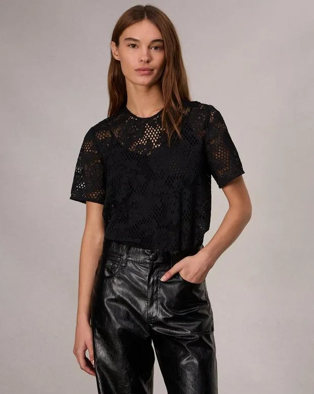 Women Shirts and Tops Rag and Bone Sammie Lace TShirt Black