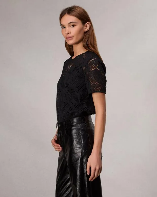 Women Shirts and Tops Rag and Bone Sammie Lace TShirt Black
