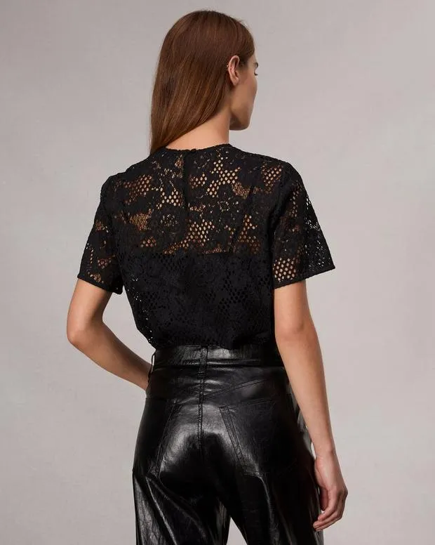 Women Shirts and Tops Rag and Bone Sammie Lace TShirt Black