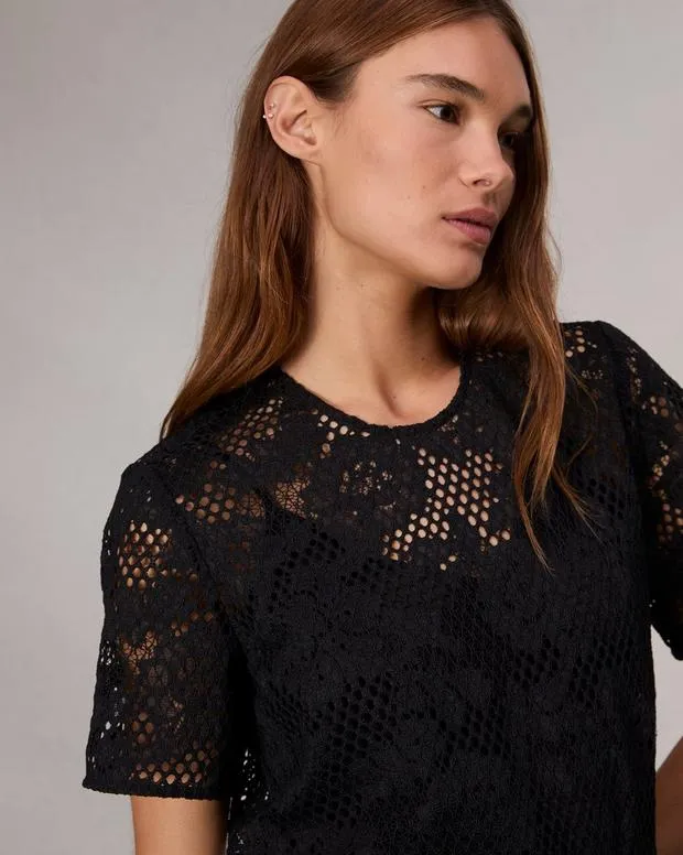 Women Shirts and Tops Rag and Bone Sammie Lace TShirt Black