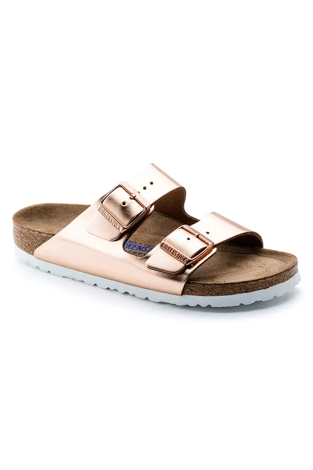 Women Shoes LoveShackFancy Birkenstock Arizona Metalic TwoStrap Sandal Rose Gold