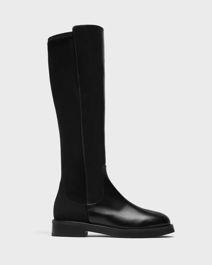 Women Shoes Theory KneeHigh PullOn Boot In Leather Black