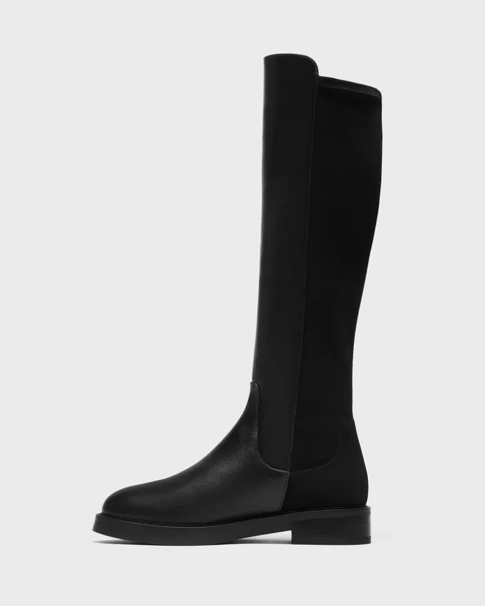 Women Shoes Theory KneeHigh PullOn Boot In Leather Black
