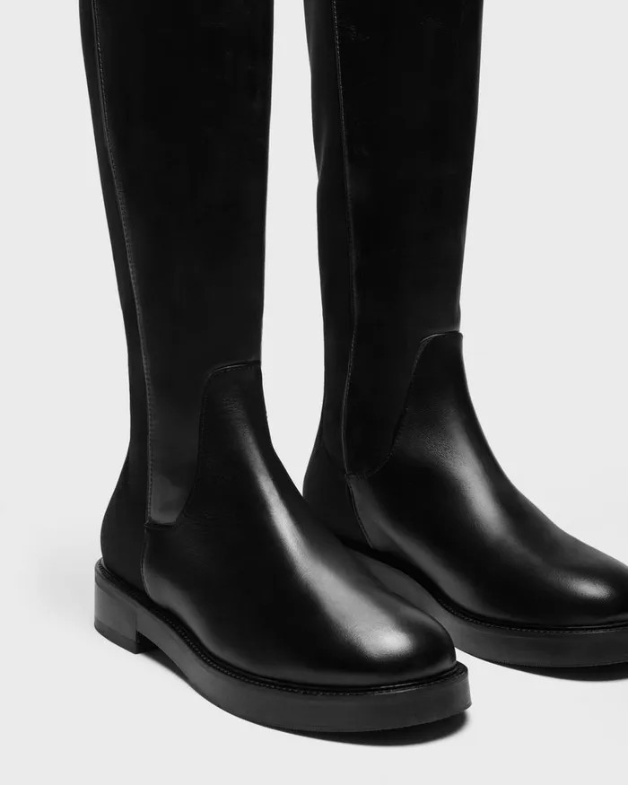 Women Shoes Theory KneeHigh PullOn Boot In Leather Black