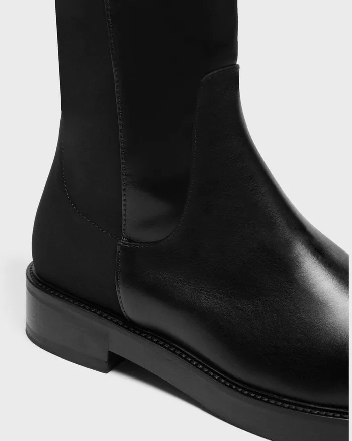 Women Shoes Theory KneeHigh PullOn Boot In Leather Black