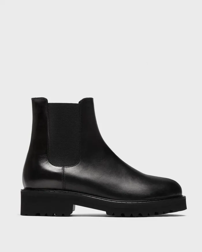 Women Shoes Theory Lug Chelsea Booties In Leather Black