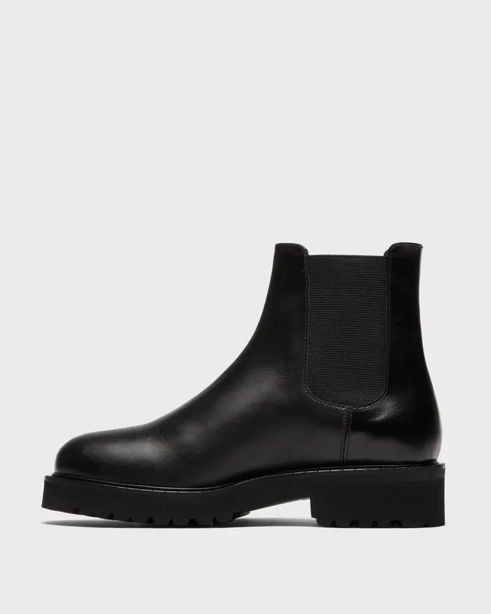 Women Shoes Theory Lug Chelsea Booties In Leather Black