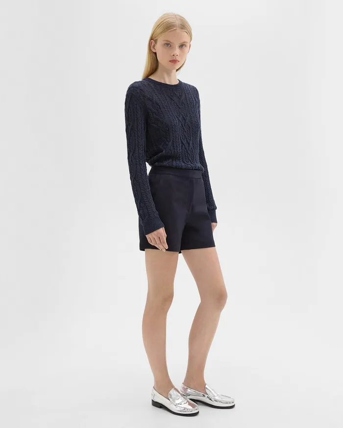 Women Shorts Theory Waist Tab Short In Neoteric Twill Dark Navy