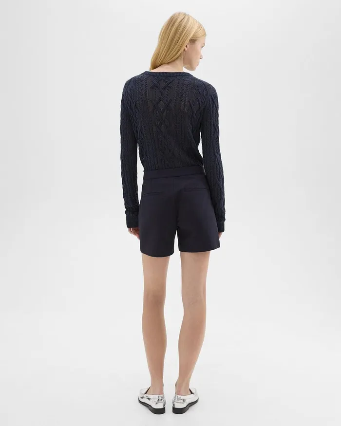 Women Shorts Theory Waist Tab Short In Neoteric Twill Dark Navy