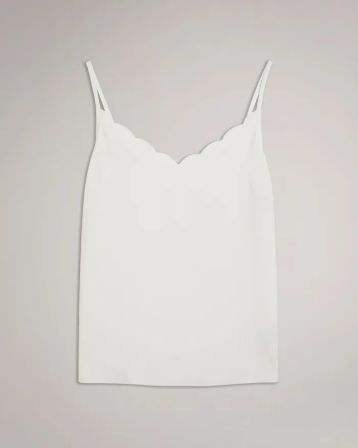 Women SIINA 8211 Scallop Neckline Cami Top Ivory Ted Baker Tops and Blouses