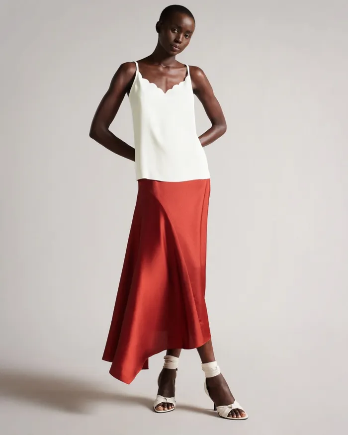 Women SIINA 8211 Scallop Neckline Cami Top Ivory Ted Baker Tops and Blouses