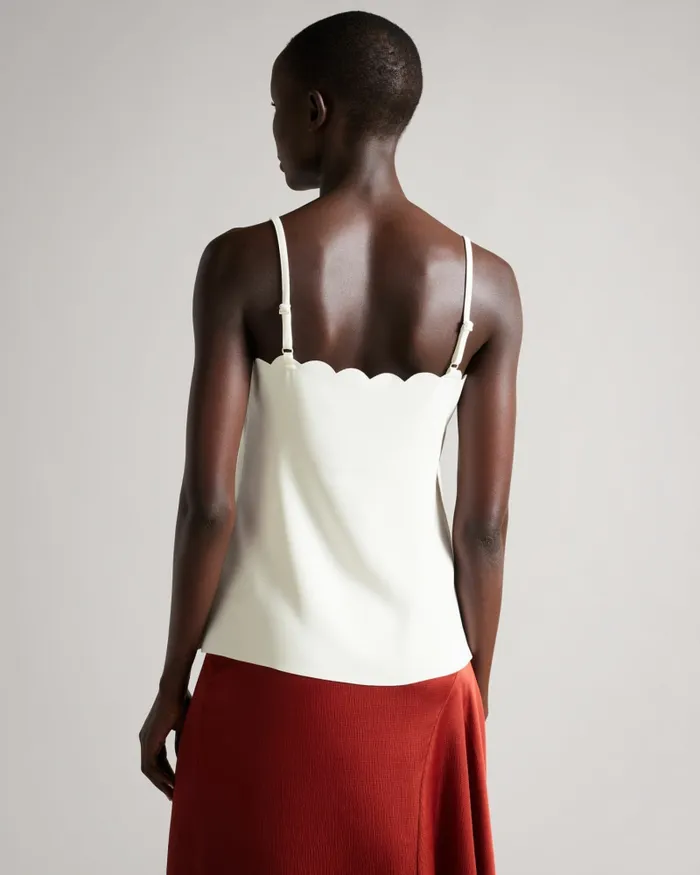 Women SIINA 8211 Scallop Neckline Cami Top Ivory Ted Baker Tops and Blouses