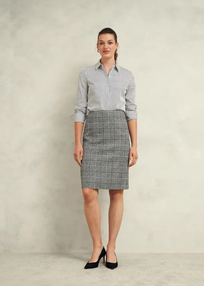 Women Skirts Hobbs Brea Wool Skirt Black White