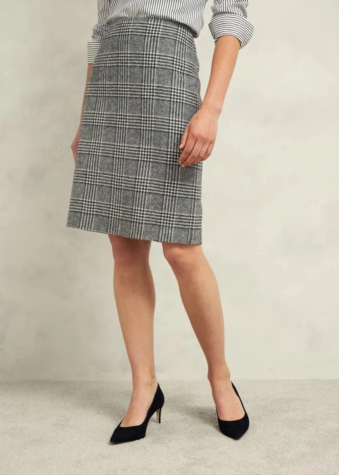Women Skirts Hobbs Brea Wool Skirt Black White