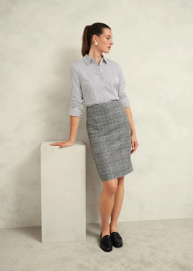 Women Skirts Hobbs Brea Wool Skirt Black White