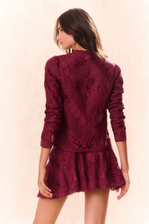 Women Skirts LoveShackFancy Shayda Lace Mini Skirt Oxblood