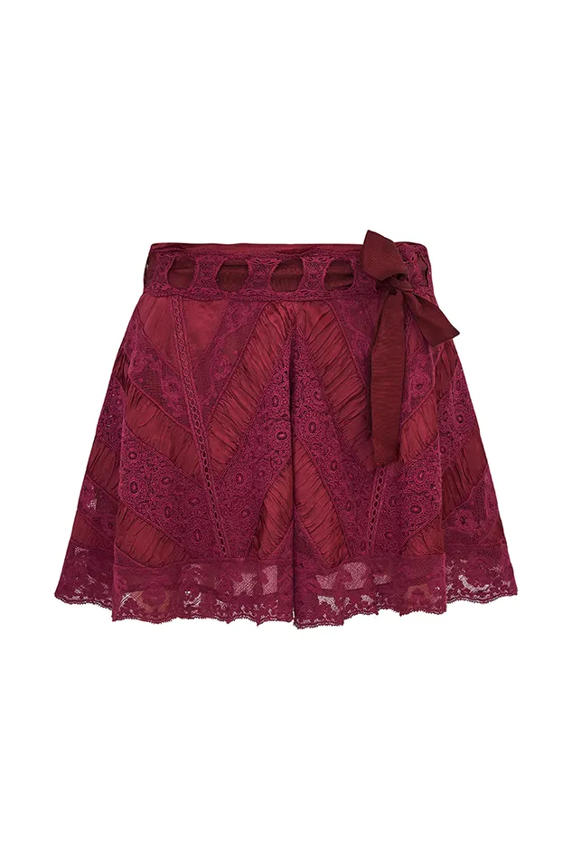 Women Skirts LoveShackFancy Shayda Lace Mini Skirt Oxblood