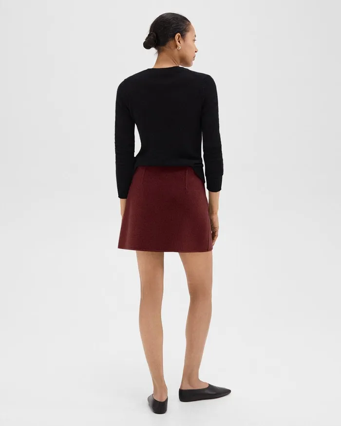 Women Skirts Theory HighWaist Mini Skirt In DoubleFace WoolCashmere Cordovan