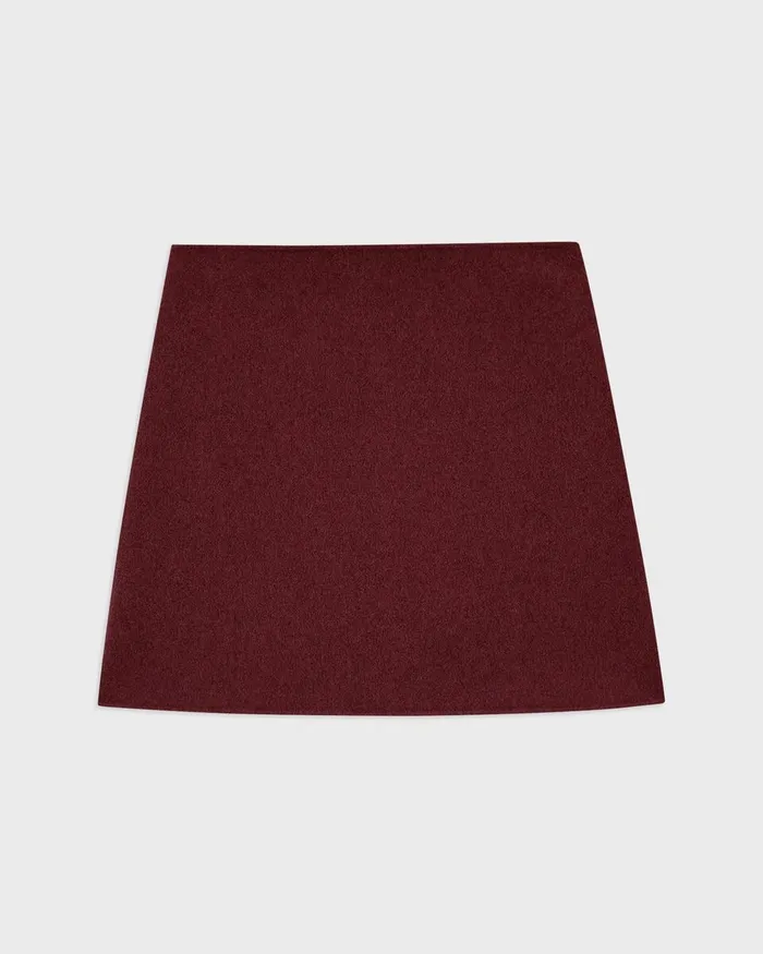 Women Skirts Theory HighWaist Mini Skirt In DoubleFace WoolCashmere Cordovan