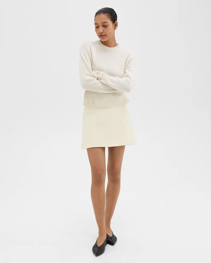 Women Skirts Theory HighWaist Mini Skirt In Tweed Ivory