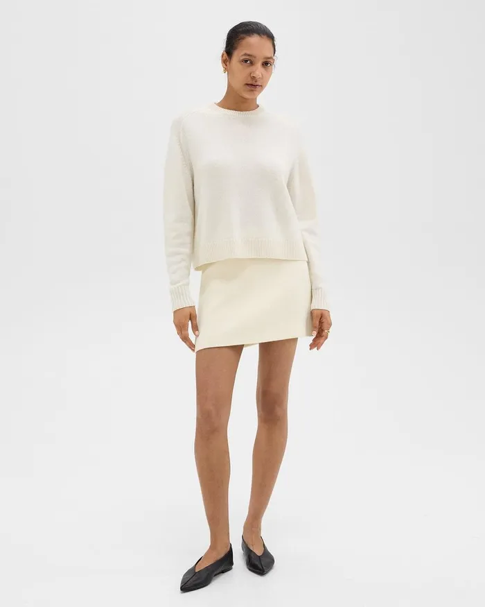 Women Skirts Theory HighWaist Mini Skirt In Tweed Ivory