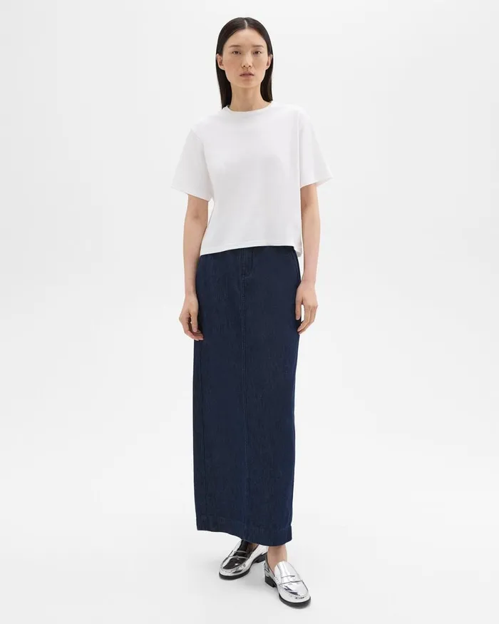 Women Skirts Theory Maxi Trouser Skirt In Denim Indigo