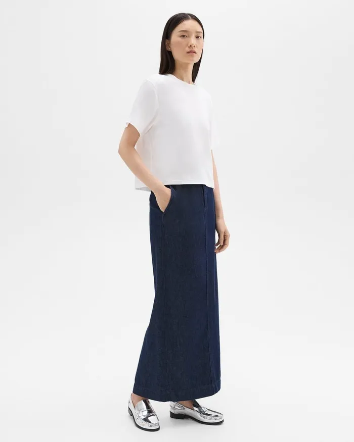 Women Skirts Theory Maxi Trouser Skirt In Denim Indigo