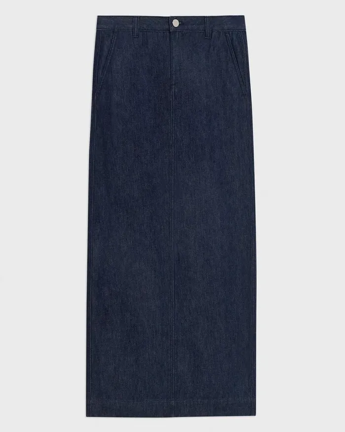 Women Skirts Theory Maxi Trouser Skirt In Denim Indigo